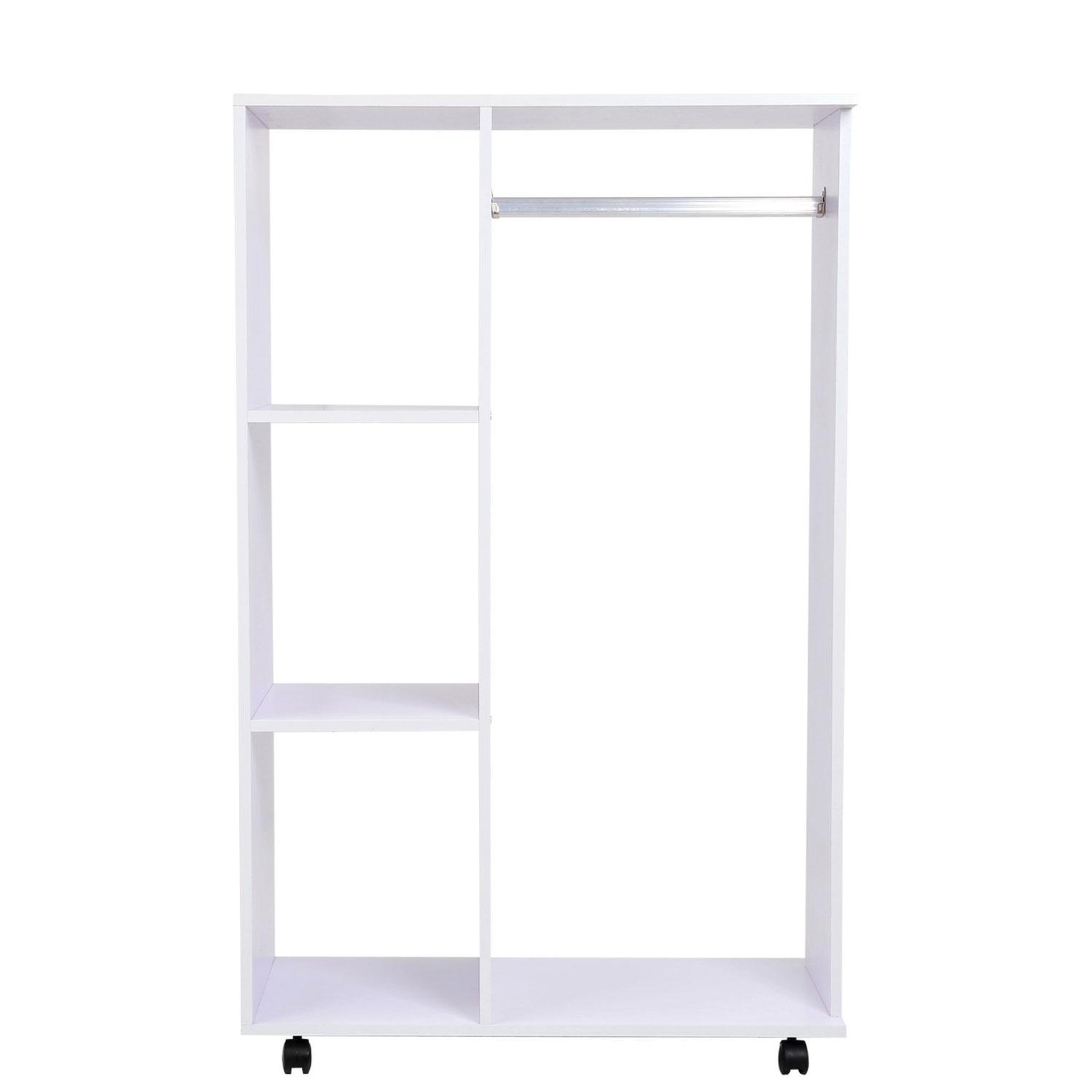 Voir la diapositive 5 : HOMCOM Armoire penderie armoire de rangement mobile panneaux de particules blanc