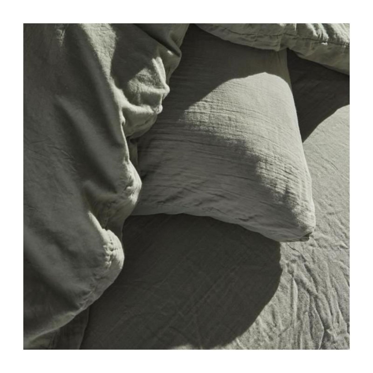 Today Parure de lit - TODAY - 123328 - 2 personnes - 240x220cm - Gaze de coton unie - Sauge