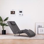 VIDAXL Chaise longue de massage avec oreiller gris similicuir