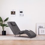 VIDAXL Chaise longue de massage avec oreiller gris similicuir