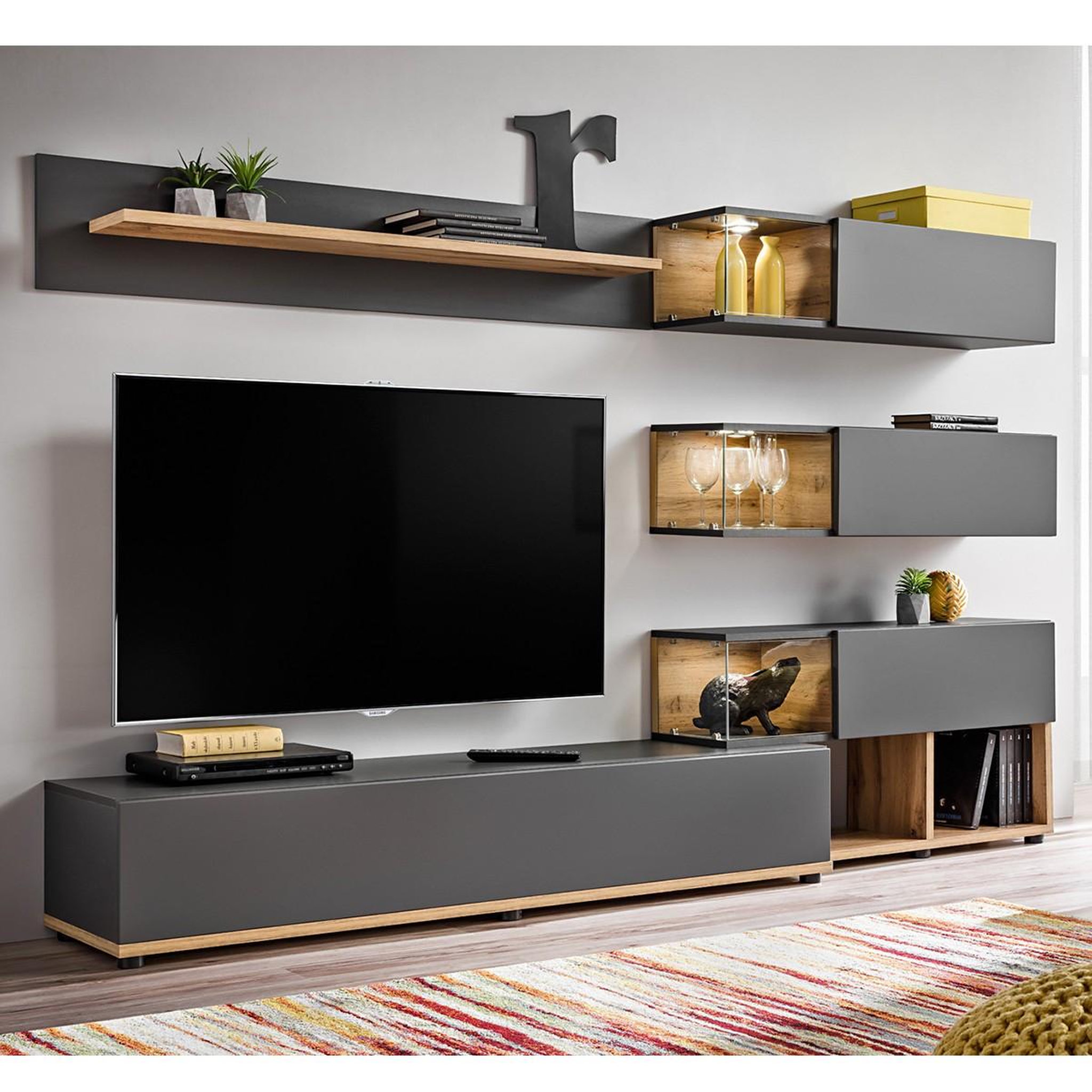 Voir la diapositive 2 : Paris Prix Meuble tv design  silk  240cm gris & naturel