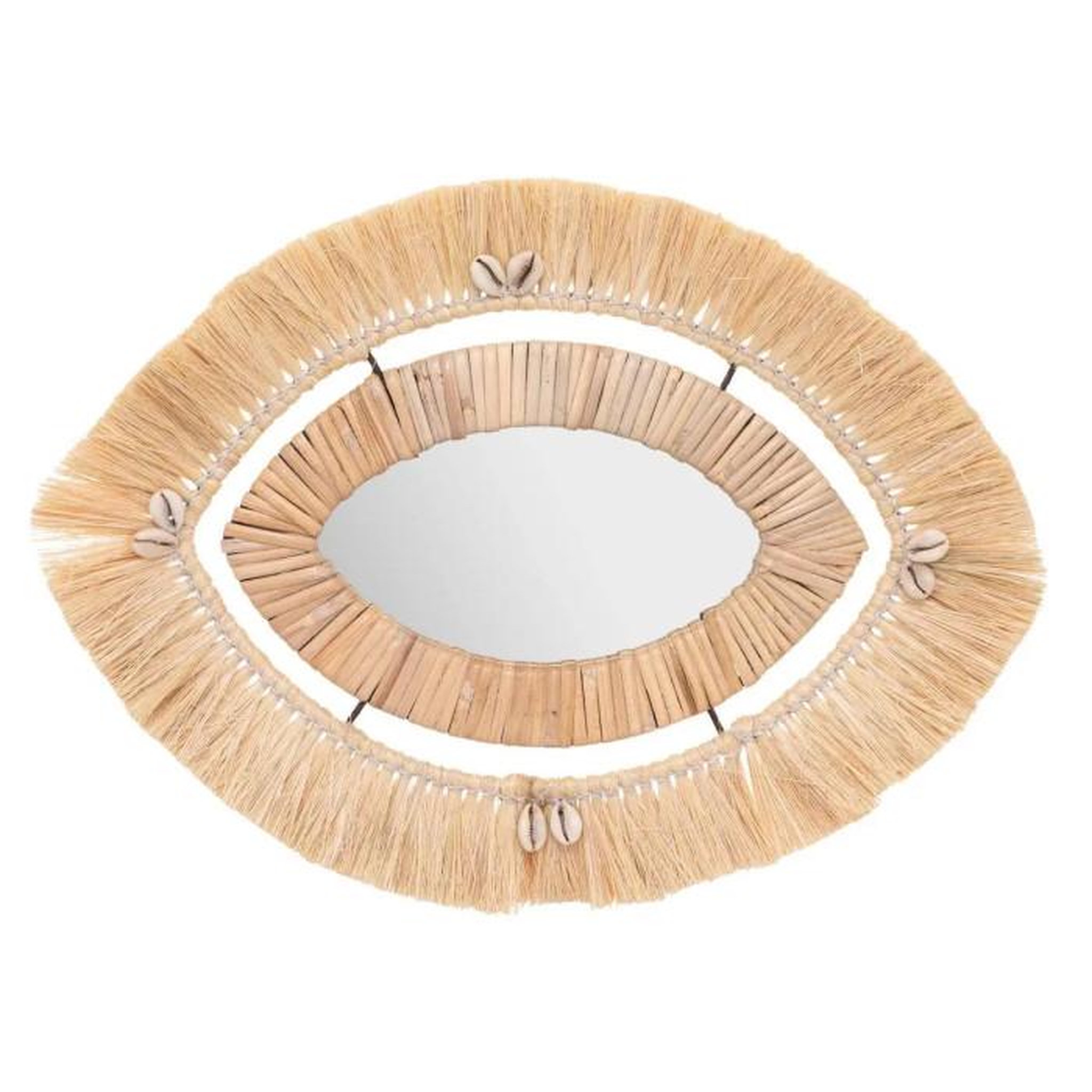 ATMOSPHERA Miroir Mural Raphia  Tropique Australe  44cm Beige