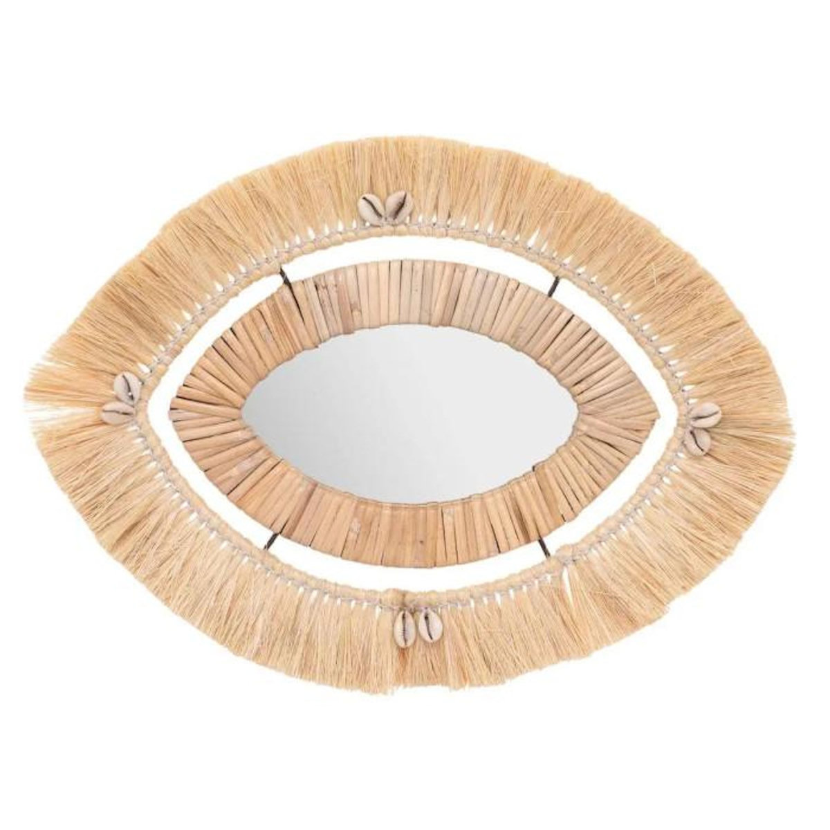 ATMOSPHERA Miroir Mural Raphia  Tropique Australe  44cm Beige