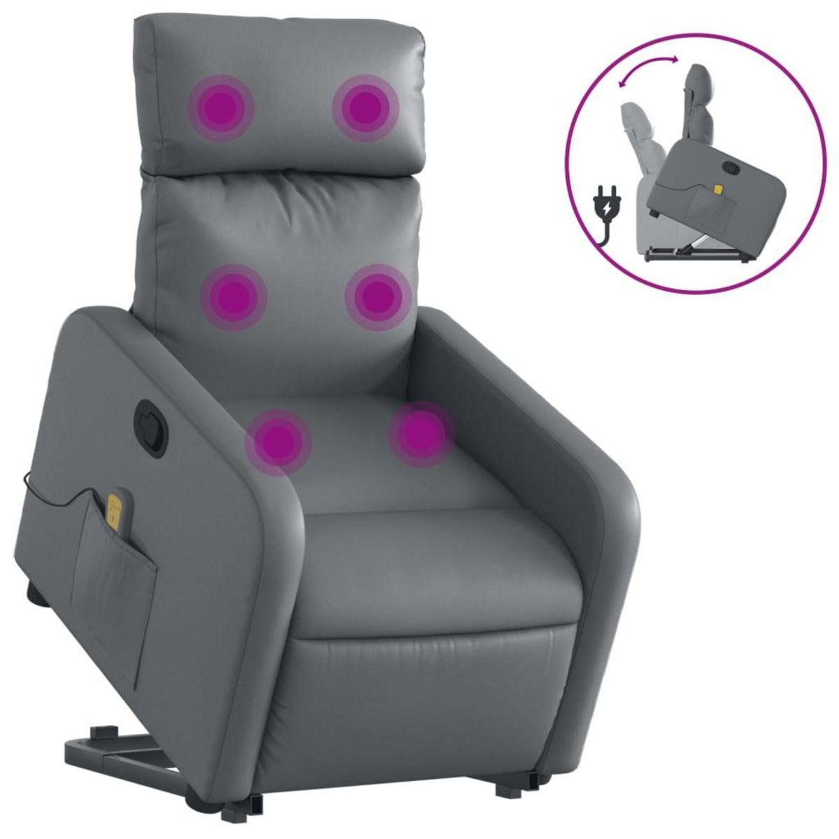 VIDAXL Fauteuil inclinable de massage Gris Similicuir