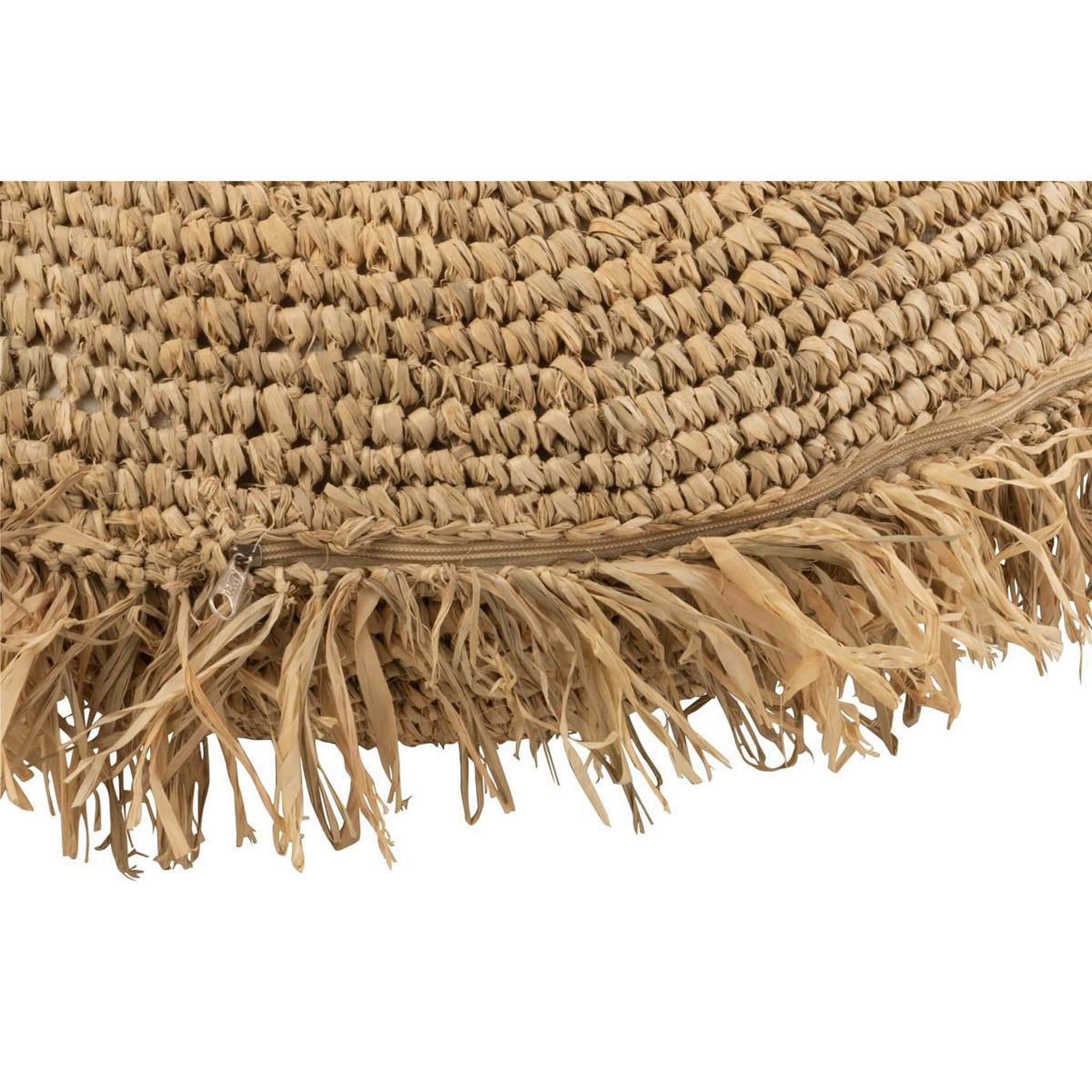 Voir la diapositive 2 : J-LINE Coussin déco rond  raphia  62cm naturel