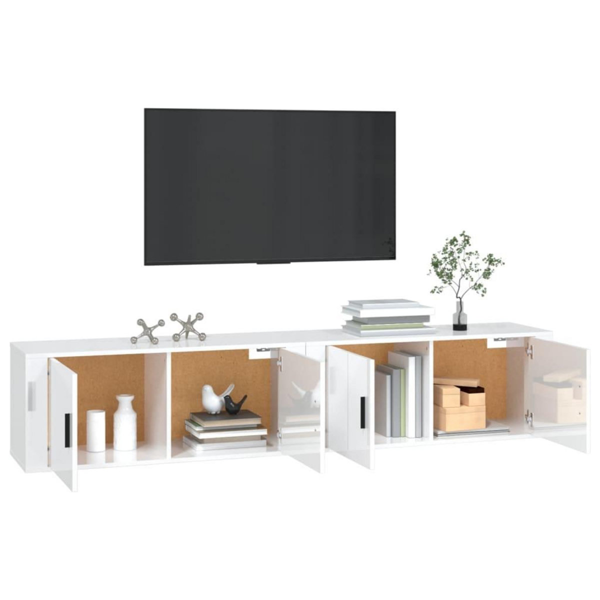 VIDAXL Meubles TV muraux 2 pcs blanc brillant 100x34,5x40 cm