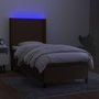 Voir la diapositive 3 : VIDAXL Sommier a lattes de lit matelas LED Marron fonce 80x200cm Tissu