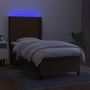 Voir la diapositive 3 : VIDAXL Sommier a lattes de lit matelas LED Marron fonce 80x200cm Tissu