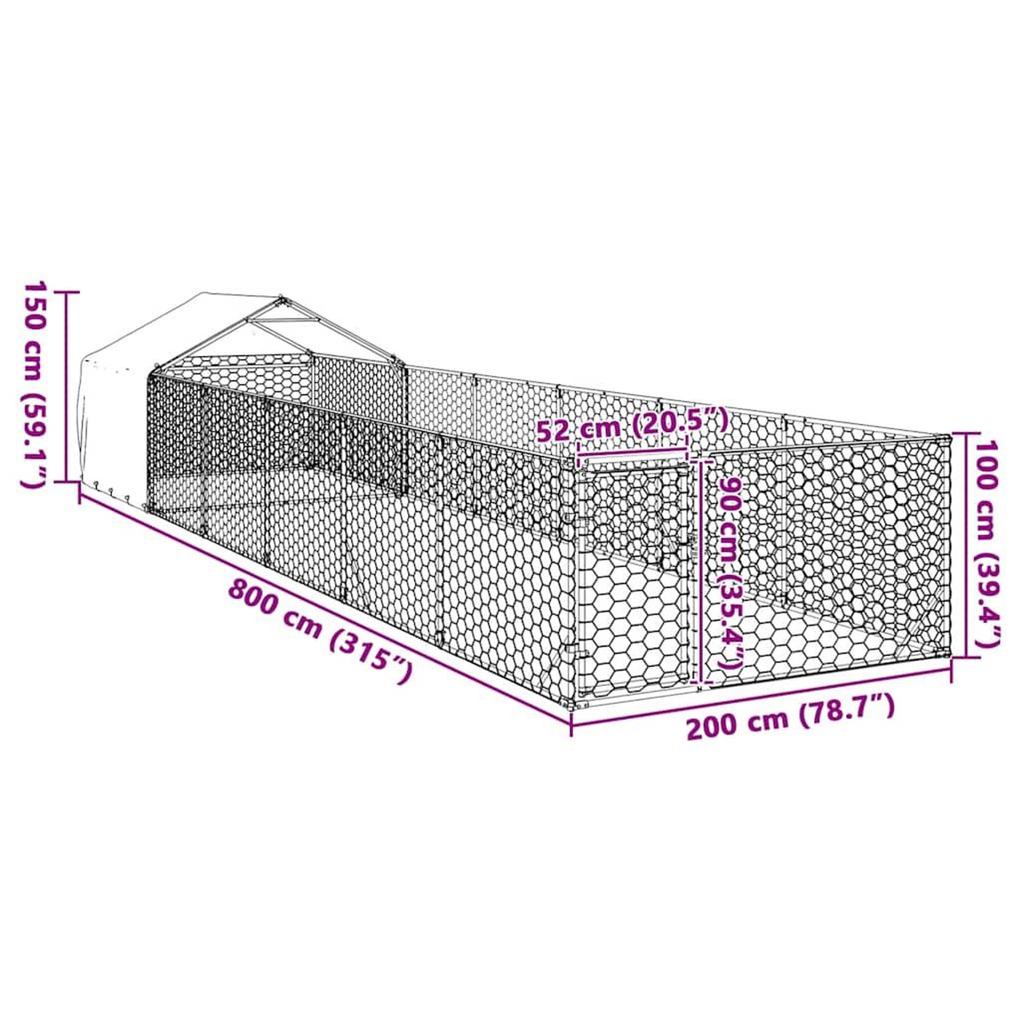 Voir la diapositive 6 : VIDAXL Niche d'exterieur pour chien enclos 8x2x1,5 m acier galvanise