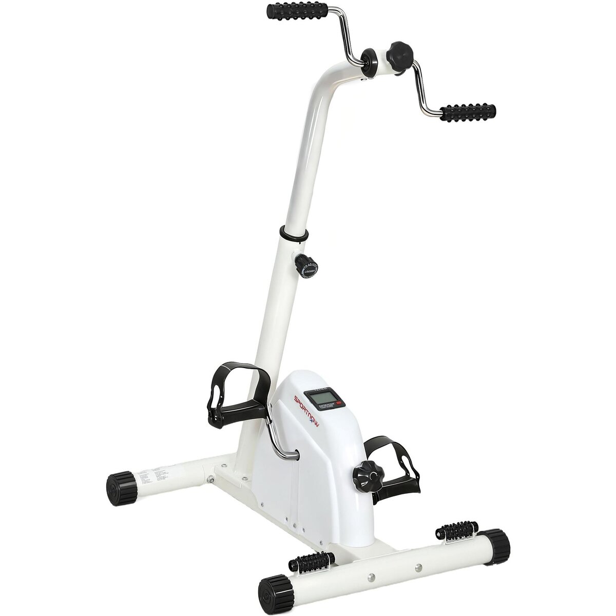 HOMCOM Vélo de rééducation bras et jambes réglable rouleaux massage écran LCD multifonction blanc