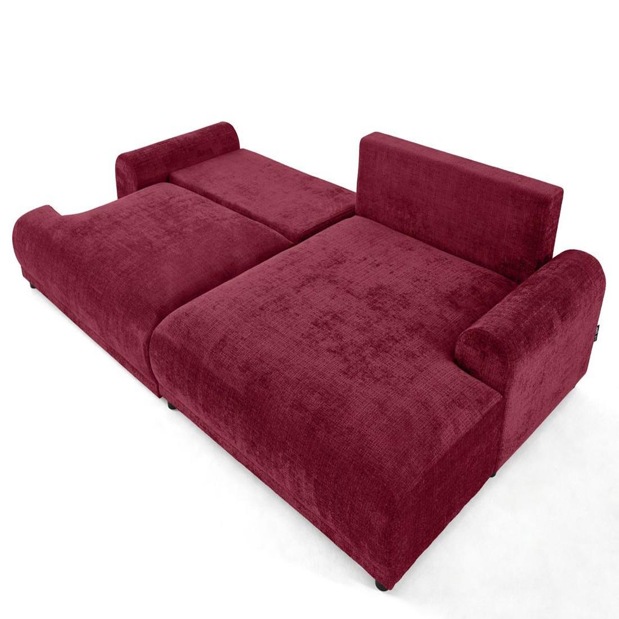 Voir la diapositive 2 : BEST MOBILIER Nelly - canapé d'angle droit 4 places convertible avec coffre en velours texturé
