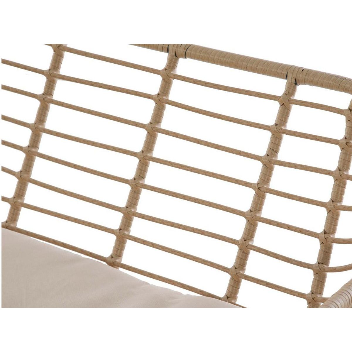 HESPERIDE Salon de jardin en résine tressée Lambada Sésame avec table basse rectangulaire - 4 places - Hespéride