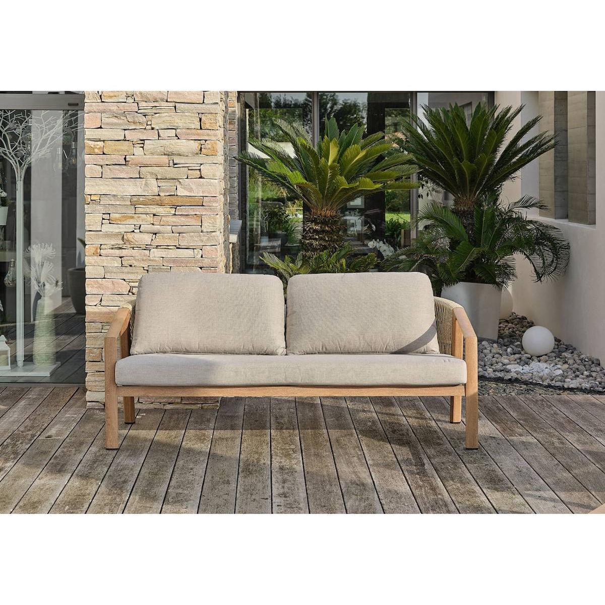 Paris Prix Salon de Jardin 5 Places  Goya  180cm Naturel & Gris