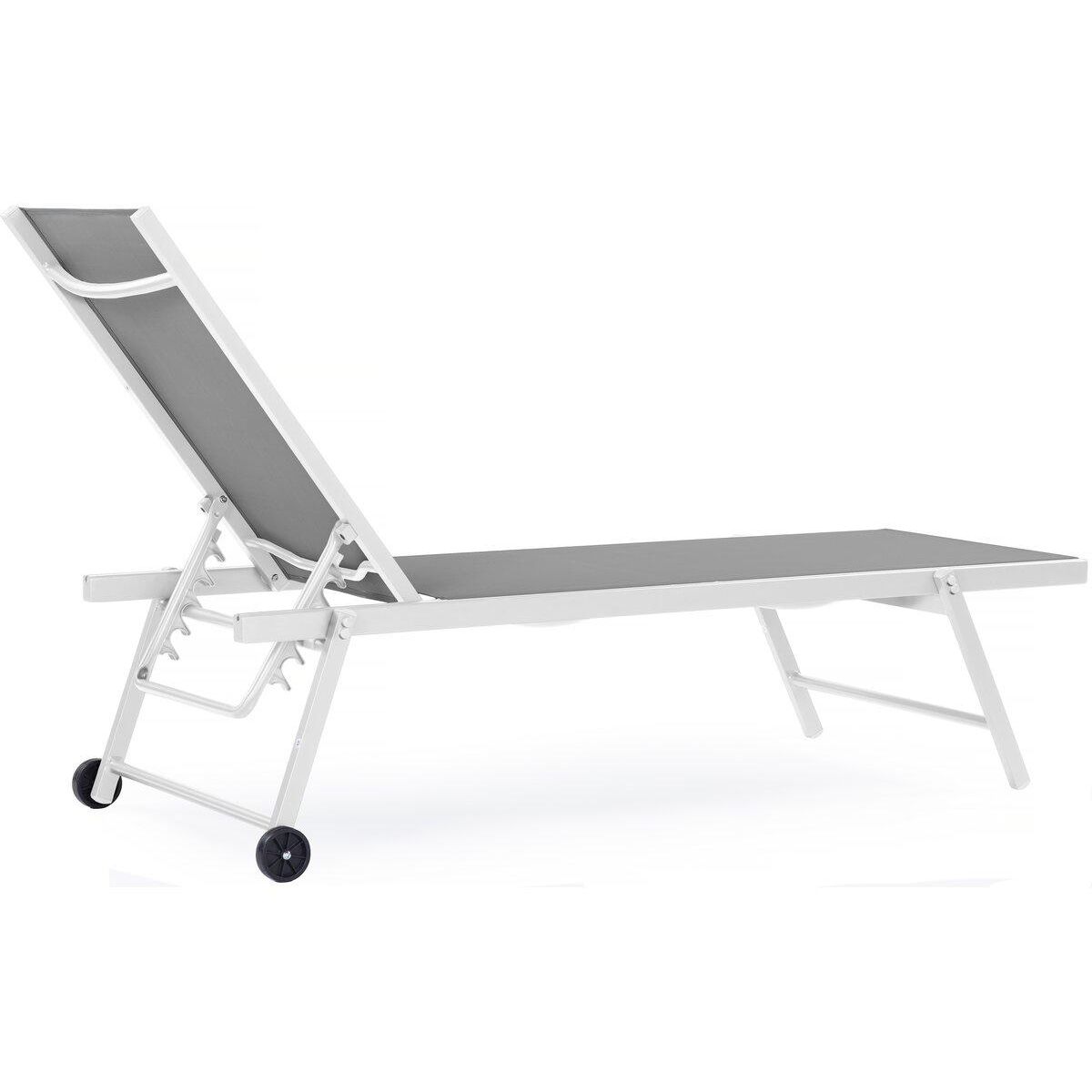 Habitat et Jardin Lot de 2 bains de soleil textilène aluminium  Jolia  - Gris / Blanc