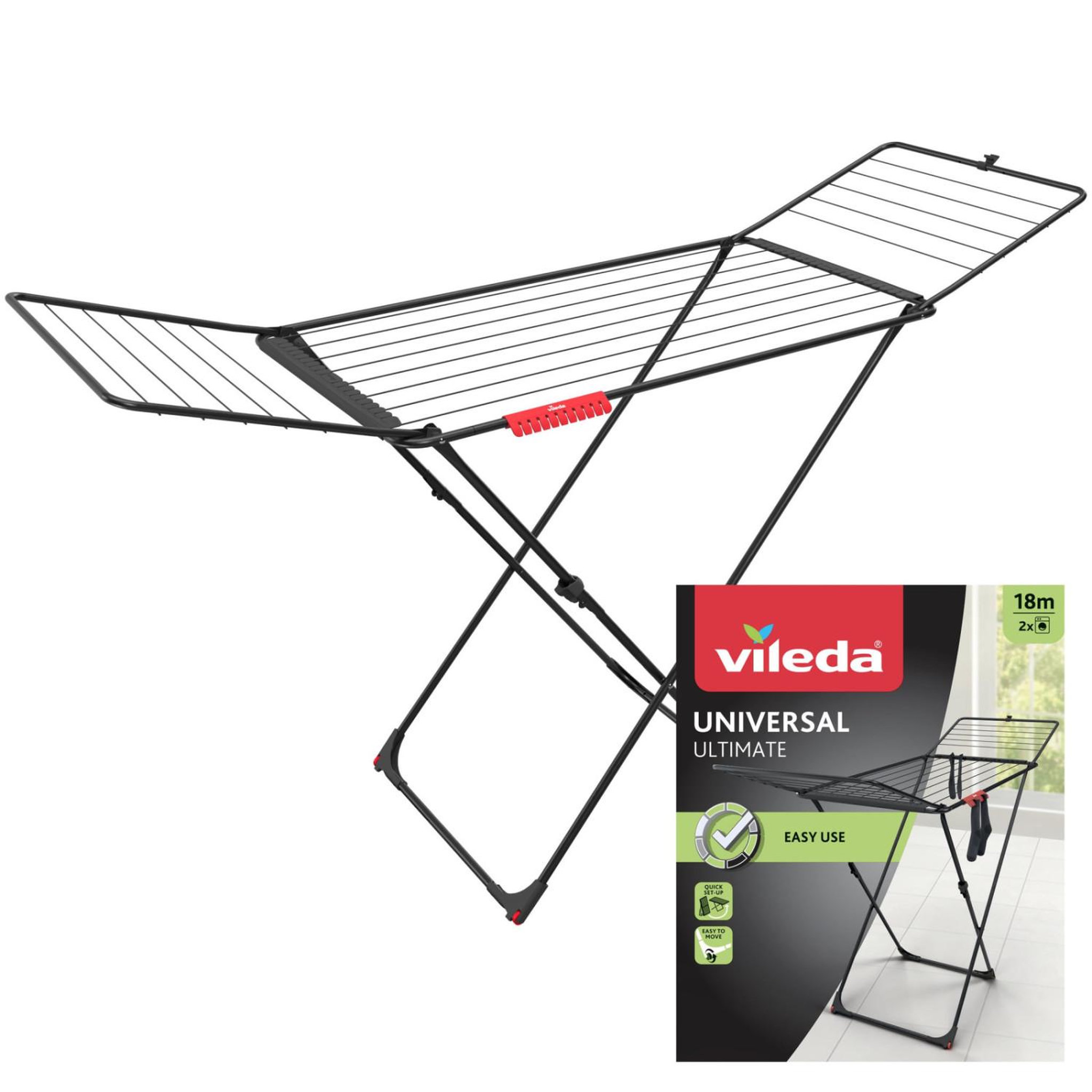 vileda Vileda Universal Ultimate Étendoir à linge 18 m Noir