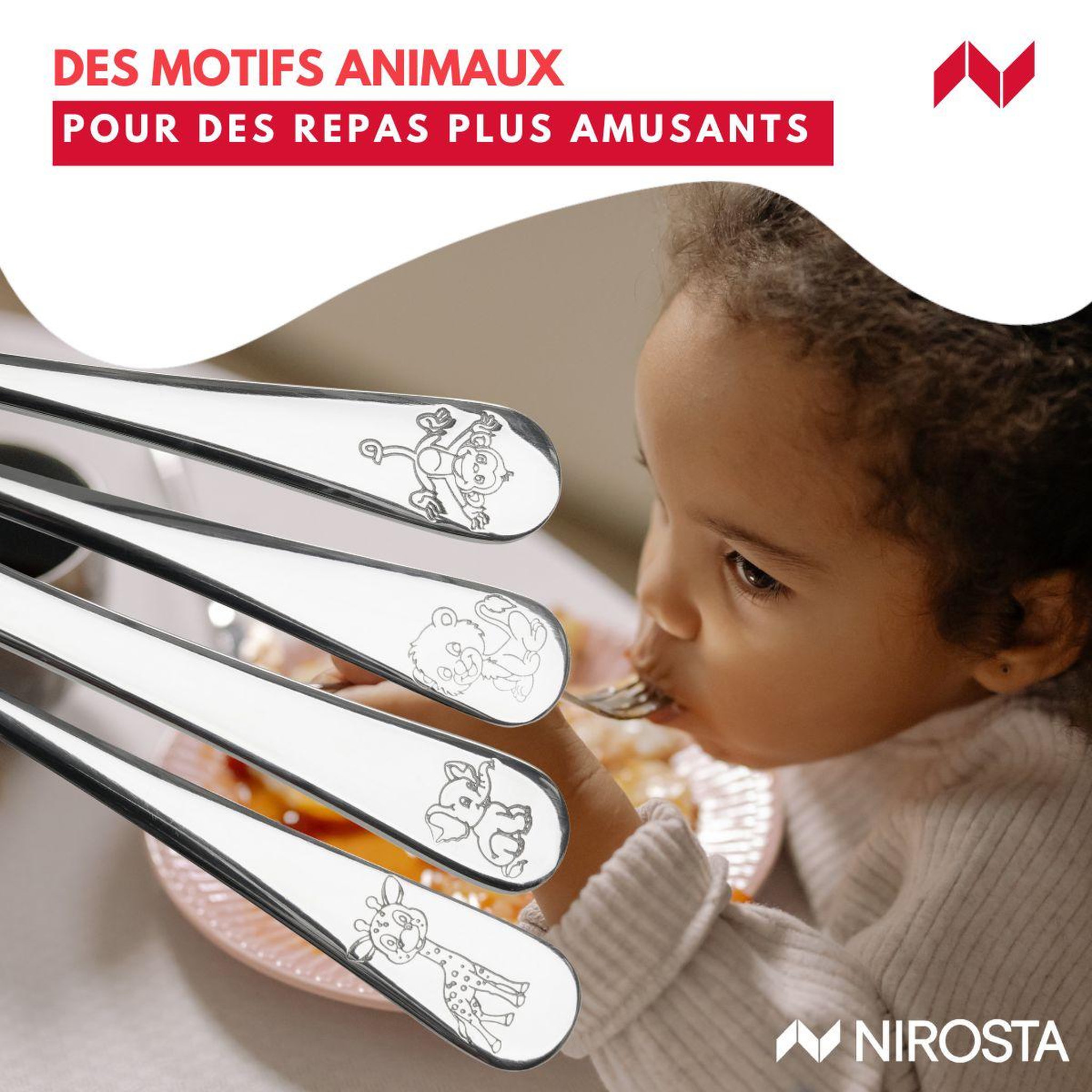 Voir la diapositive 6 : NIROSTA Set de 4 couverts pour enfants nirosta safari