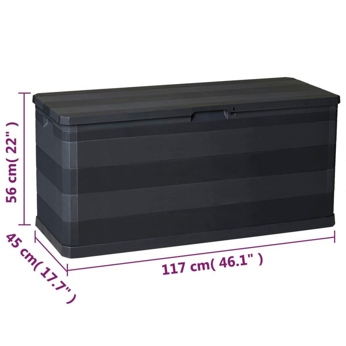 VIDAXL Boîte de rangement de jardin noir 117x45x56 cm