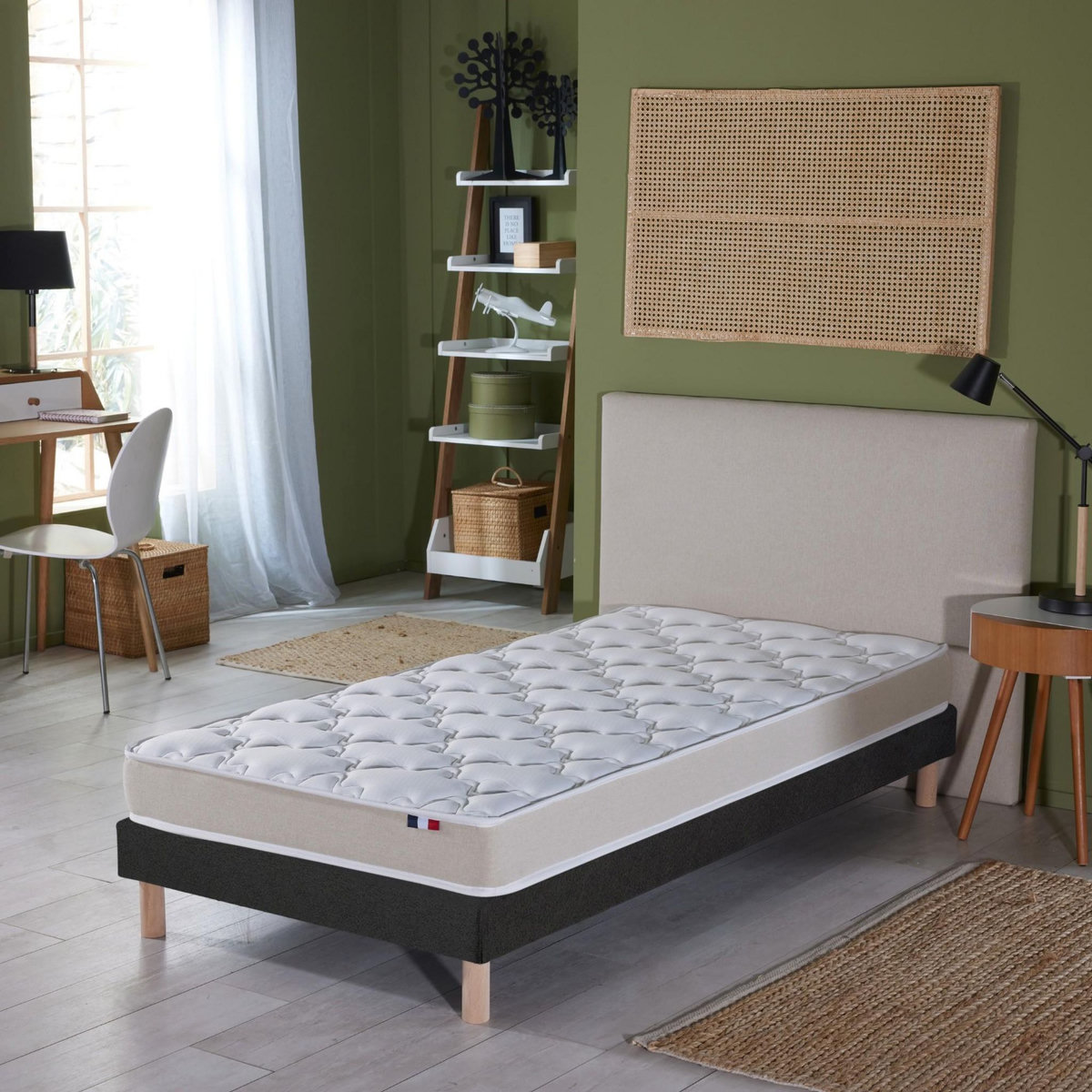 IDLITERIE Ensemble matelas 100% latex 3 zones et sommier Essentiel - qualité française
