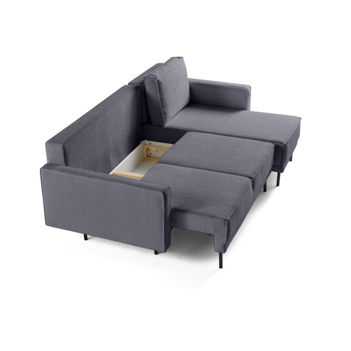 BEST MOBILIER Charlie - canapé d'angle réversible 4 places - convertible avec coffre - en tissu