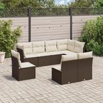 VIDAXL Salon de jardin 8 pcs avec coussins marron resine tressee