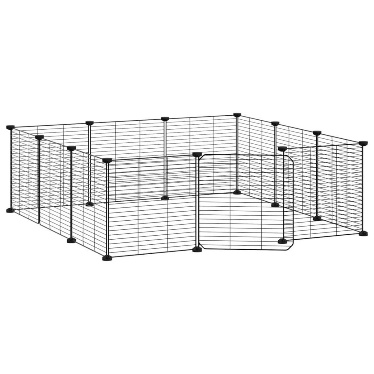 VIDAXL Cage animaux de compagnie a 12 panneaux et porte Noir 35x35 cm
