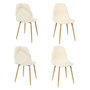 Voir la diapositive 1 : The Home Deco Factory Lot de 4 chaises Faro tissu et pieds métal imitation bois - Beige