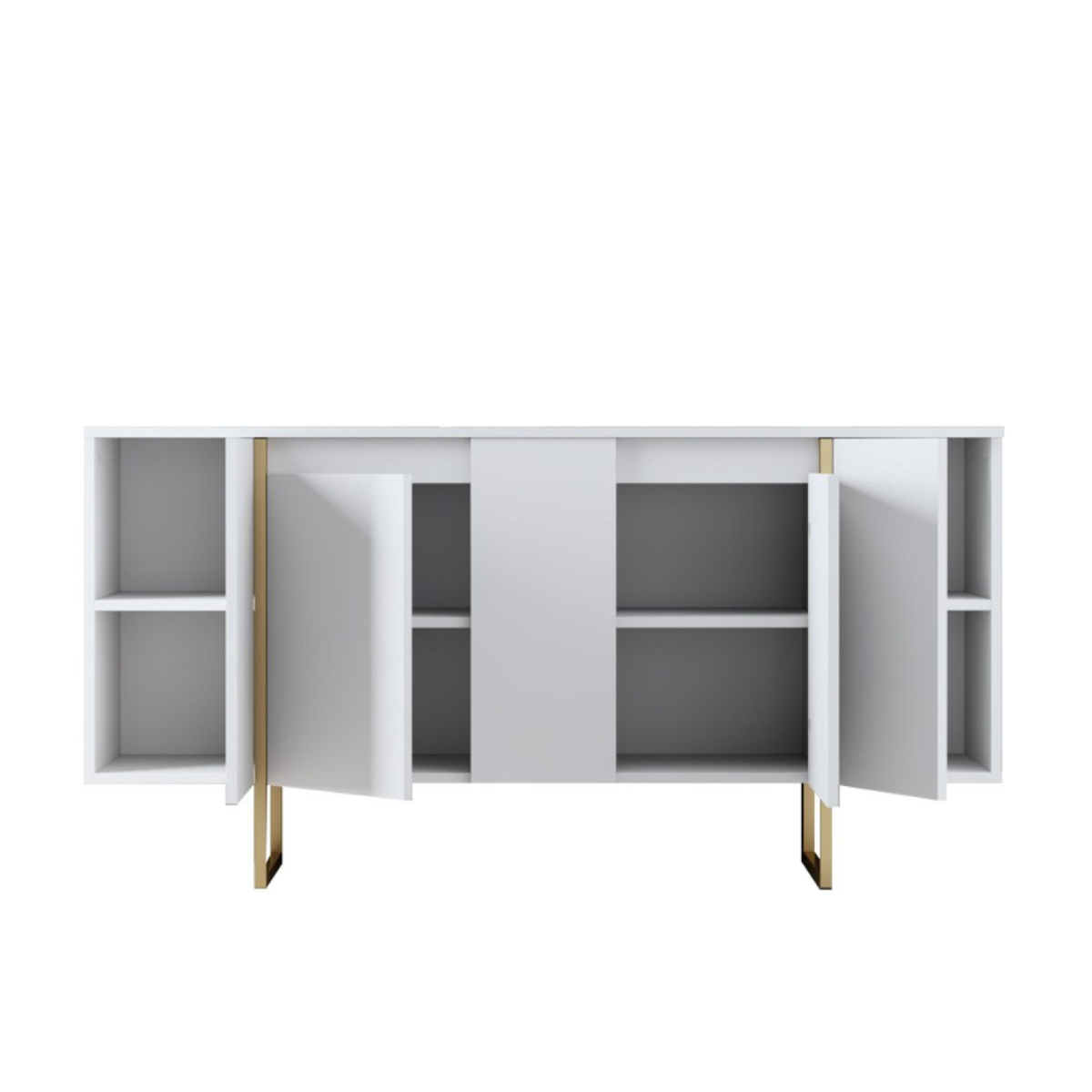 CONCEPT USINE Buffet design blanc et or 160 cm - 4 portes LUXOR