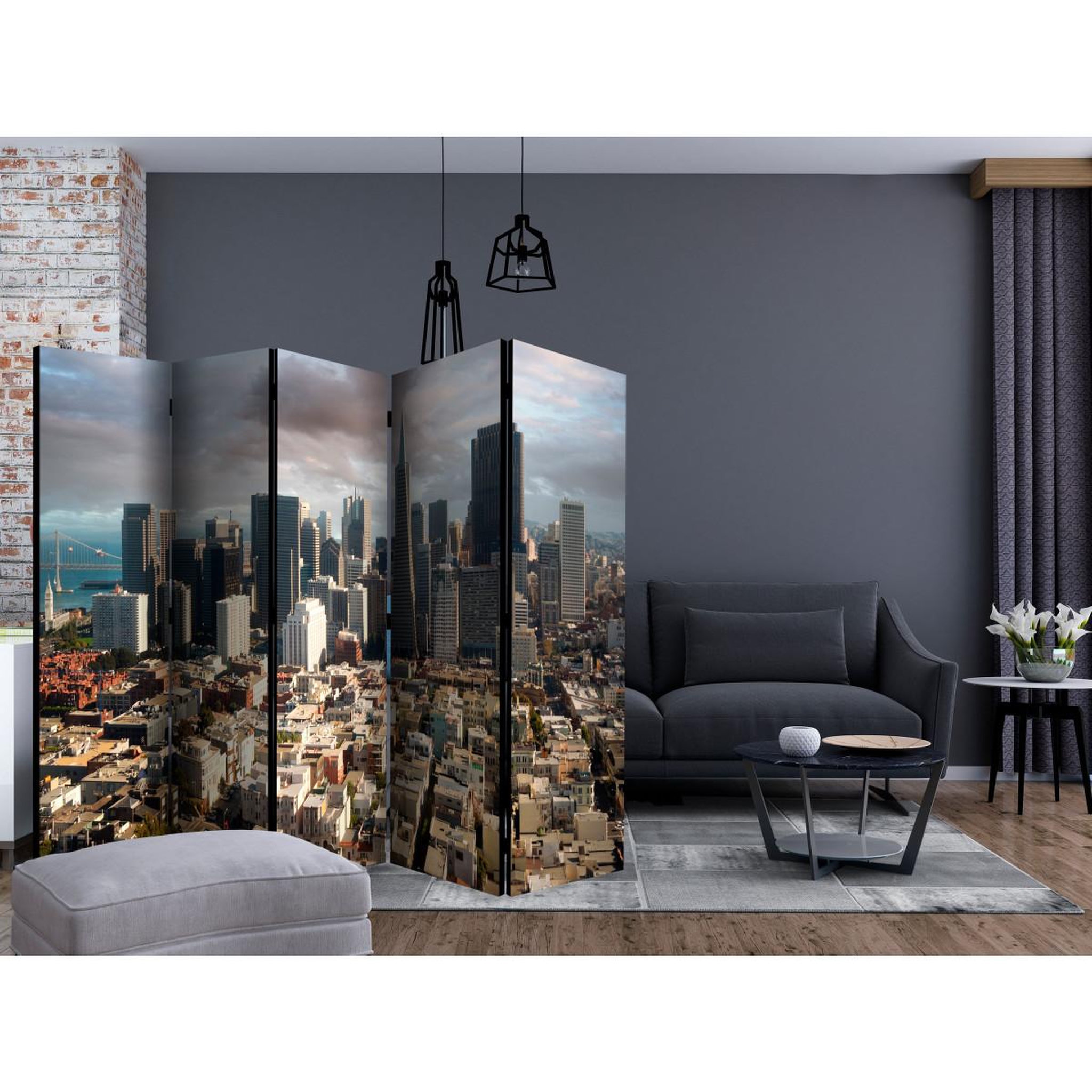 Voir la diapositive 2 : Paris Prix Paravent 5 volets  in the clouds  172x225cm