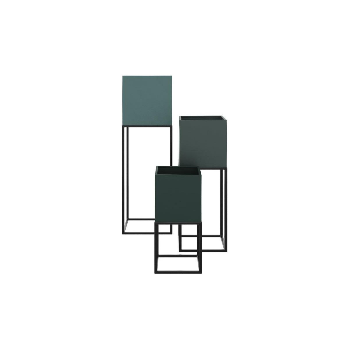 Rendez vous déco Cache-pot en métal bleu gris (lot de 3)-Eagle