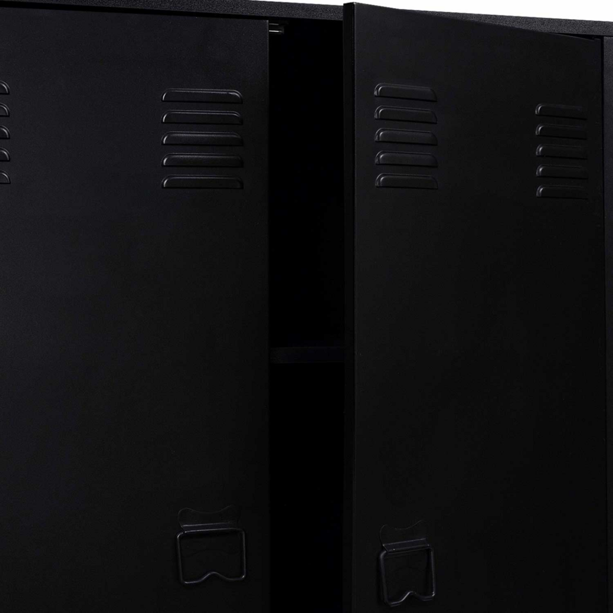 ID MARKET Armoire basse ESTER 2 portes métal noir design industriel