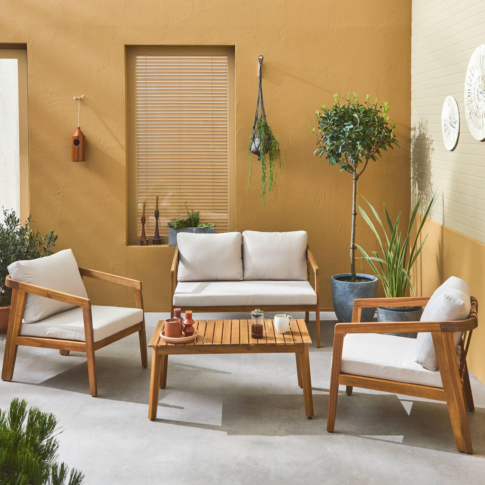 Voir la diapositive 2 : SWEEEK Salon de jardin 4 places bois d'acacia