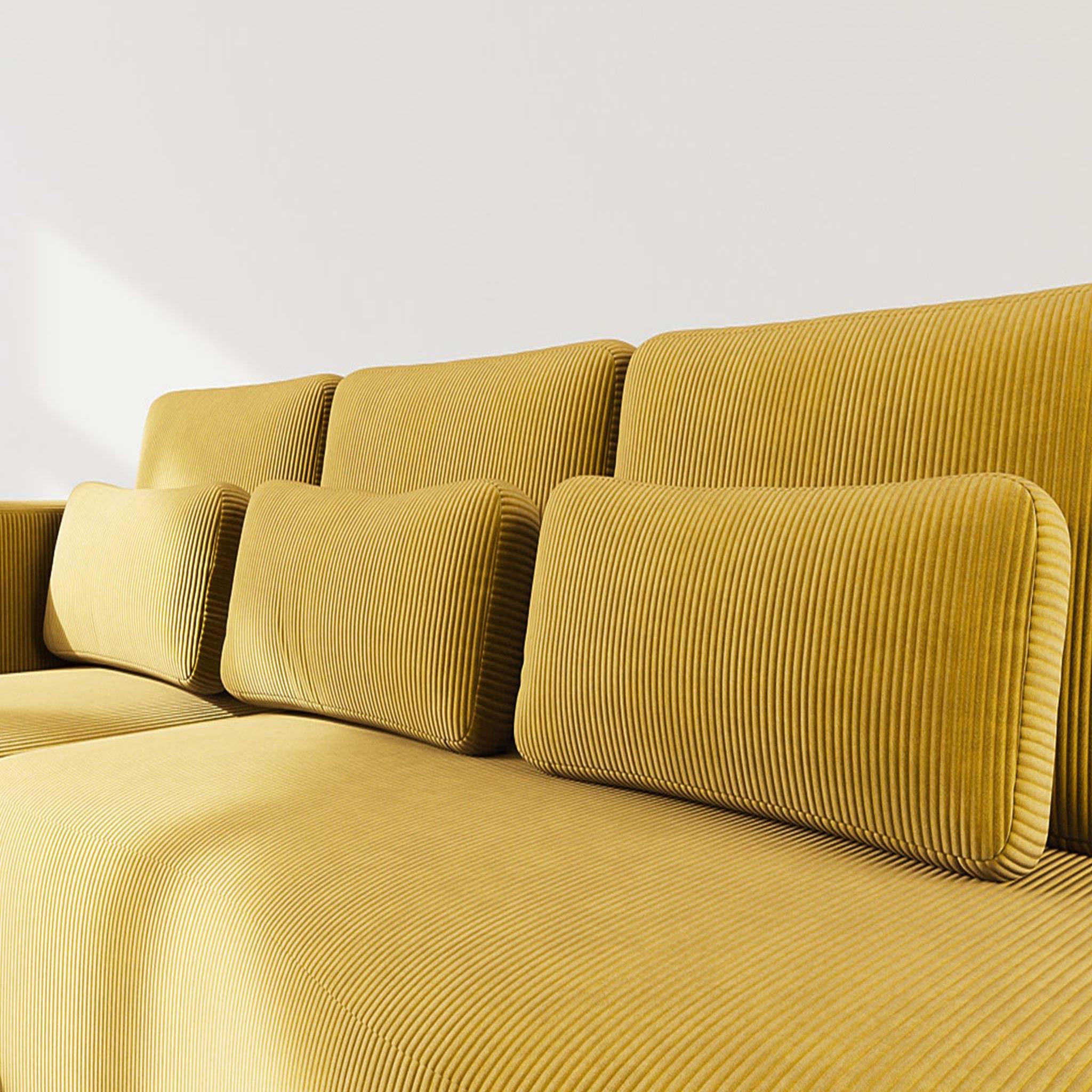 Voir la diapositive 4 : BEST MOBILIER Mahina - canapé d'angle gauche 4 places convertible avec coffre en velours côtelé
