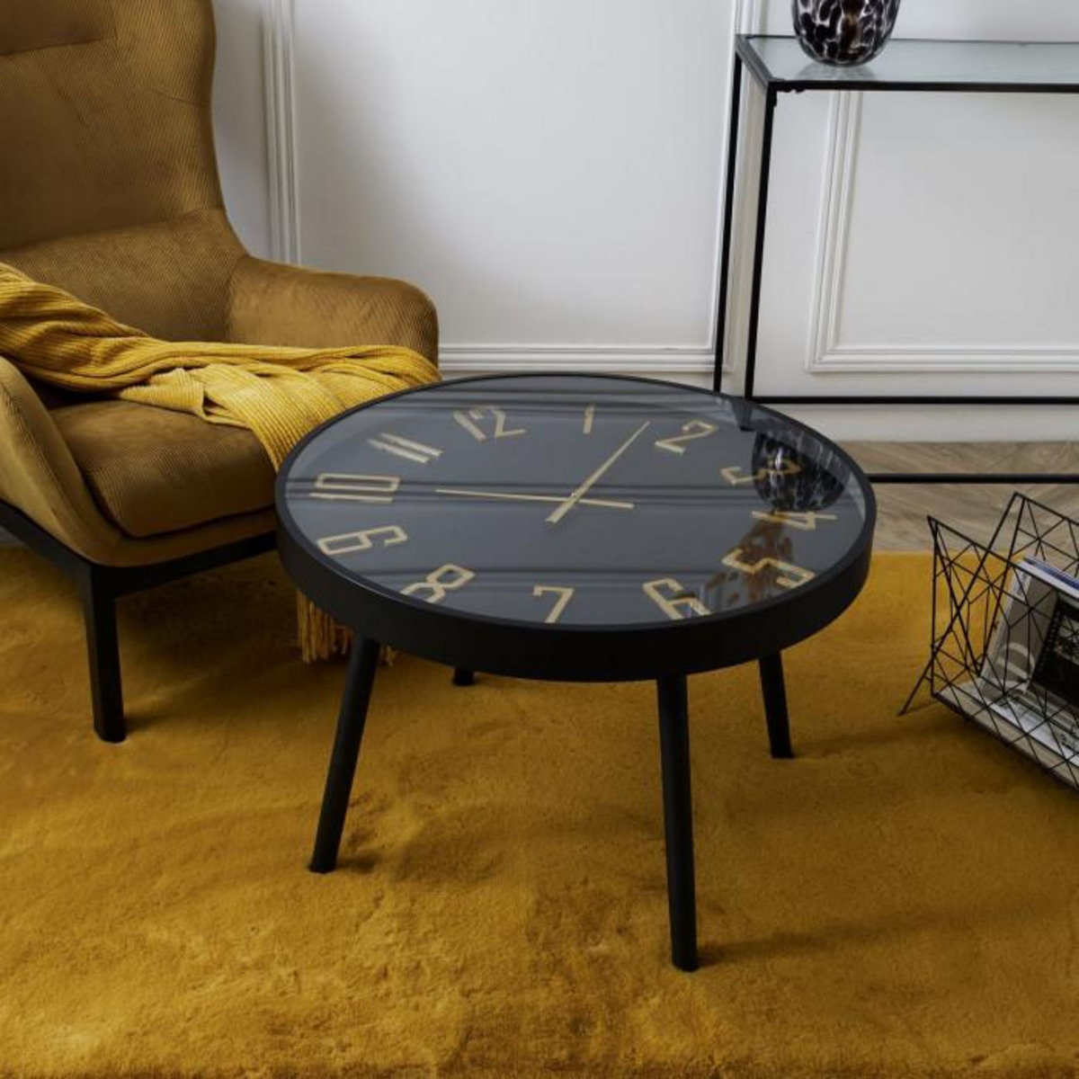 Paris Prix Table Basse Horloge  Lounge  70cm Noir