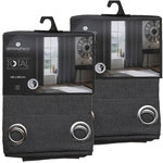 TOILINUX Lot de 2 Rideaux de salon occultants. Coloris disponibles : Gris, Bleu, Beige