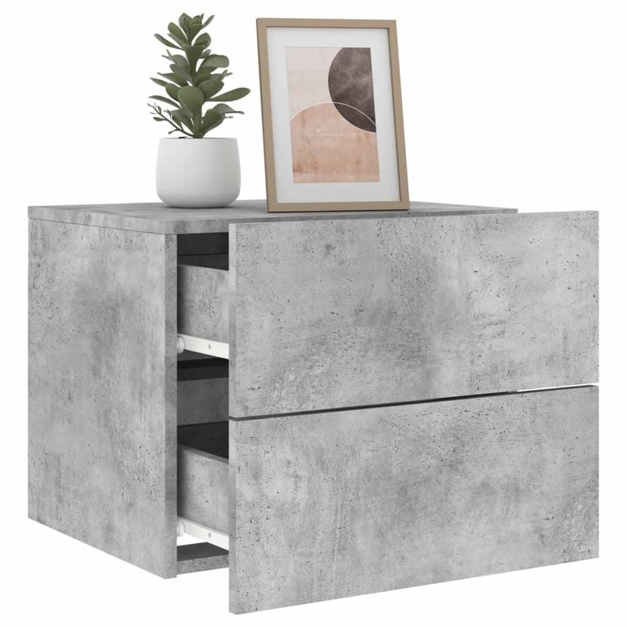 Voir la diapositive 4 : VIDAXL Tables de chevet murales avec lumieres LED 2 pcs gris beton