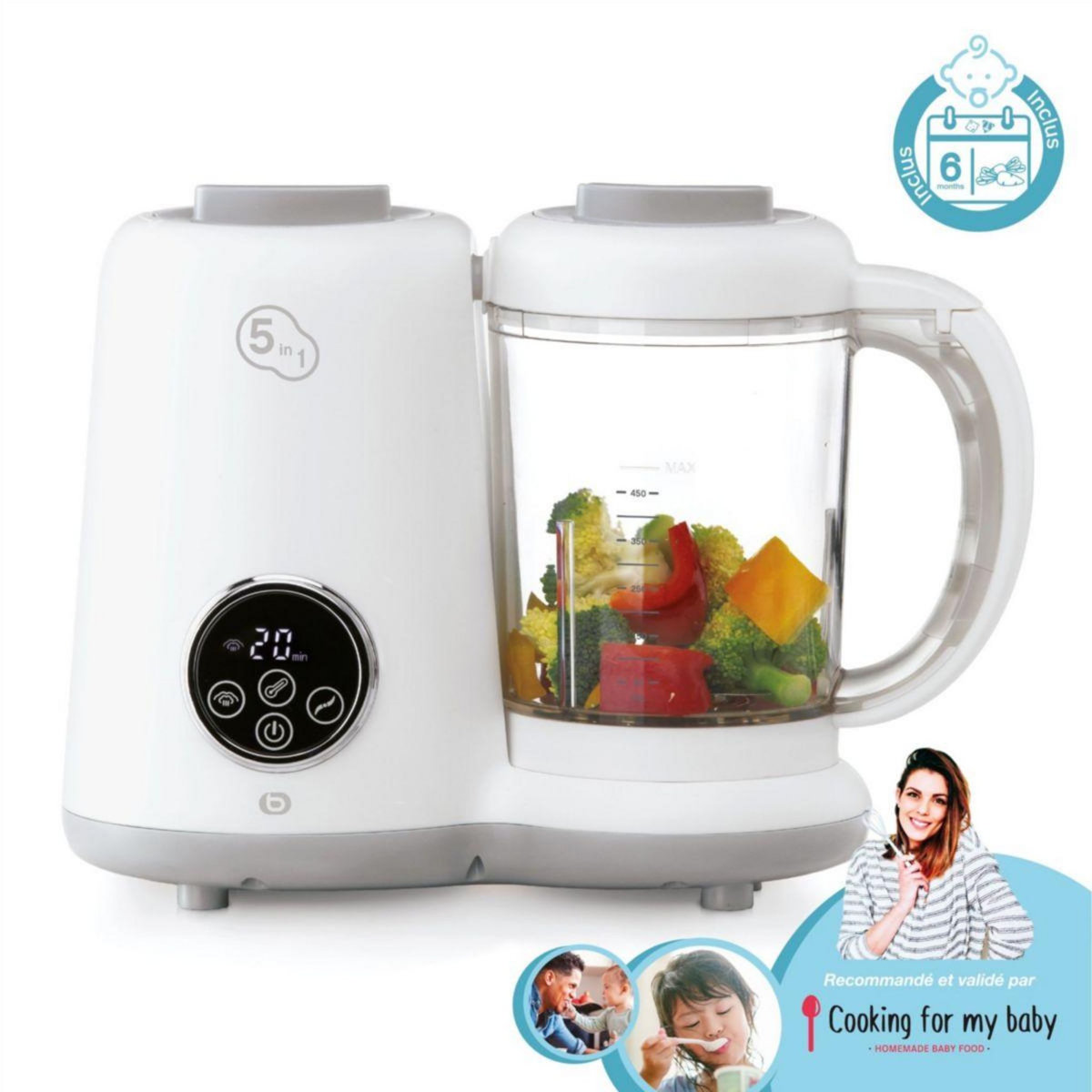 ESSENTIEL B Mixeur Cuiseur Bébé b-cook blanc