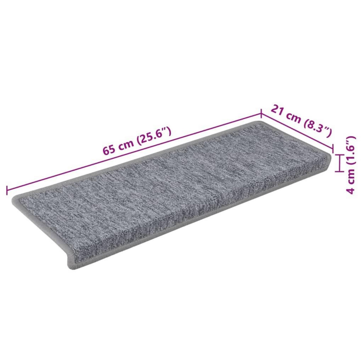 VIDAXL Tapis d'escalier 15 pcs 65x21x4 cm Blanc et gris