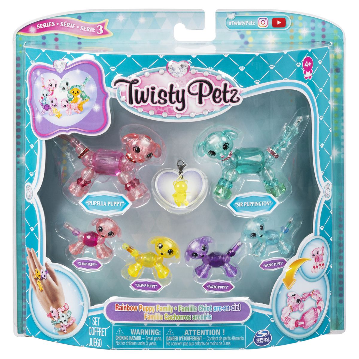 SPIN MASTER Pack de 6 twisty petz - Famille chiot arc-en-ciel