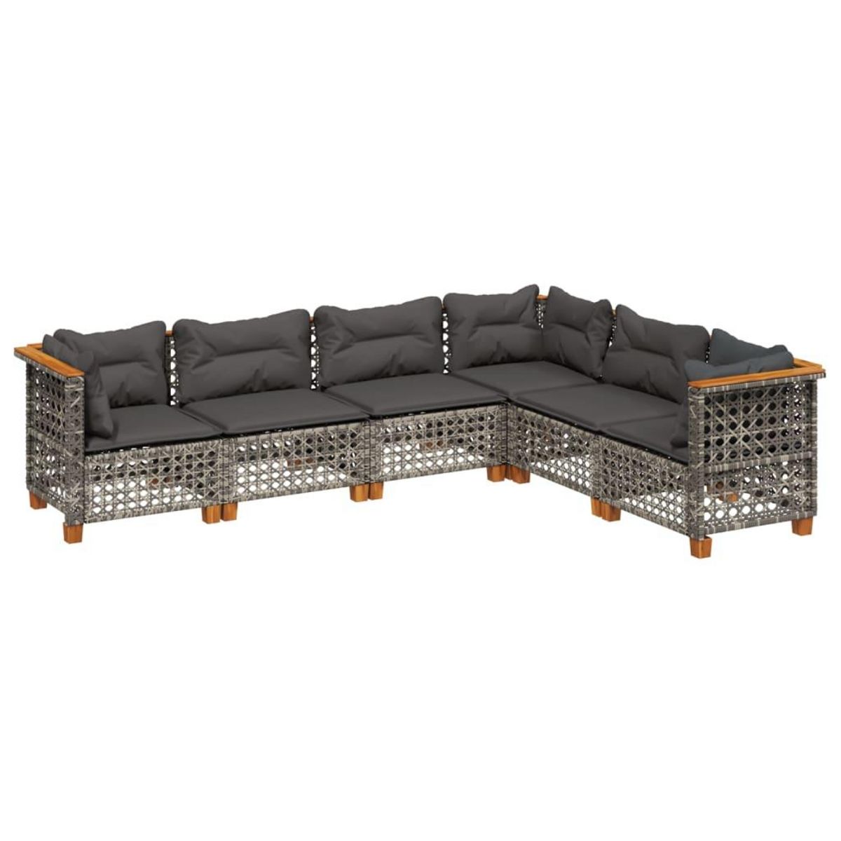 VIDAXL Salon de jardin 6 pcs avec coussins gris resine tressee