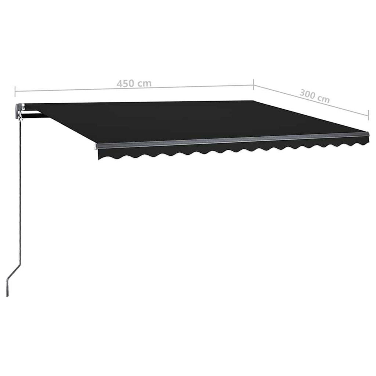 VIDAXL Auvent automatique et capteur de vent/LED 450x300 cm Anthracite