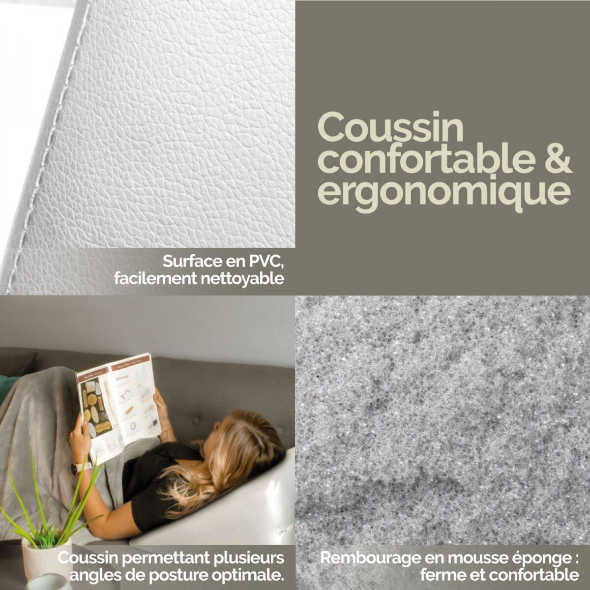 VIVEZEN Coussin incliné cale dos ou jambes triangulaire