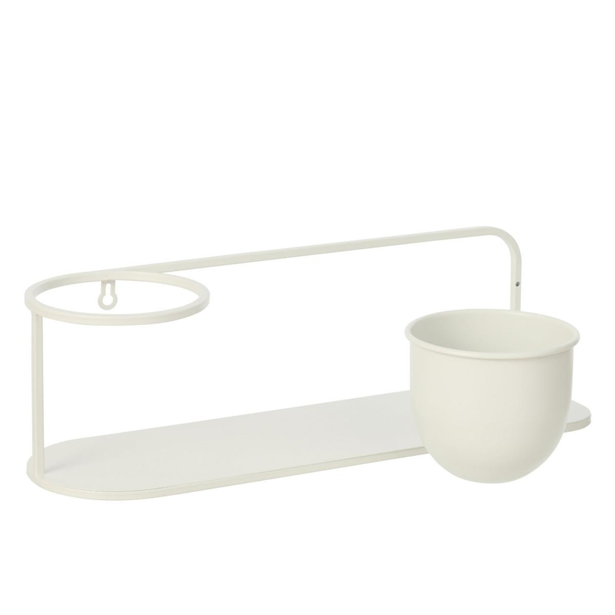 Voir la diapositive 2 : J-LINE Étagère murale avec cache-pot  duo  53cm blanc