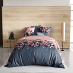 ATELIER DU COTON Parure housse de couette 100% coton 57fils flora. Coloris disponibles : Rose