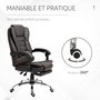 Voir la diapositive 6 : HOMCOM Fauteuil de bureau fauteuil manager grand confort réglable dossier inclinable repose-pied revêtement synthétique chocolat