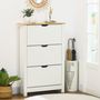 Voir la diapositive 4 : HOMCOM Armoire à chaussures 3 portes abattantes 2 compartiments panneaux particules blanc chêne