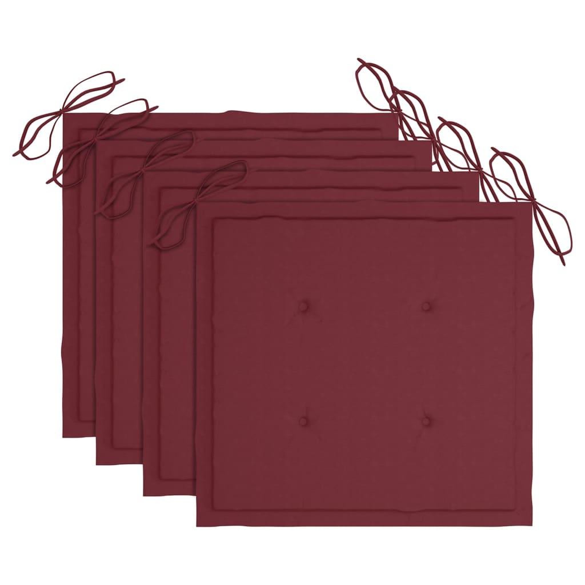 Voir la diapositive 5 : VIDAXL Chaises de jardin lot de 4 avec coussins bordeaux Teck solide