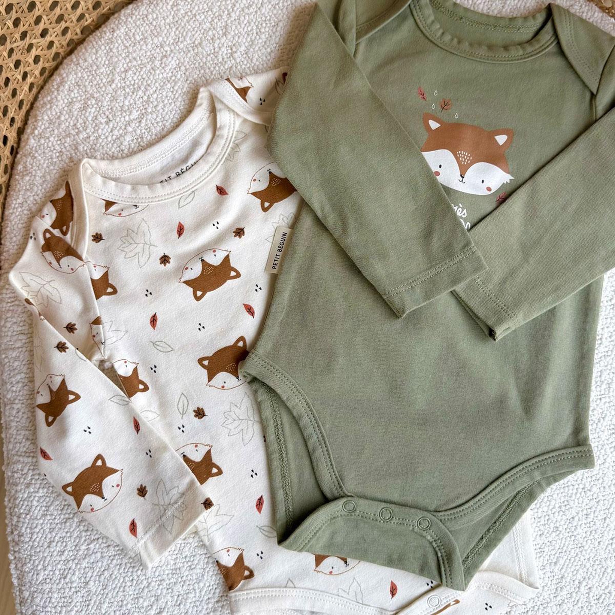 Voir la diapositive 6 : Petit BÃ©guin Lot de 2 bodies bébé manches longues ginkgo