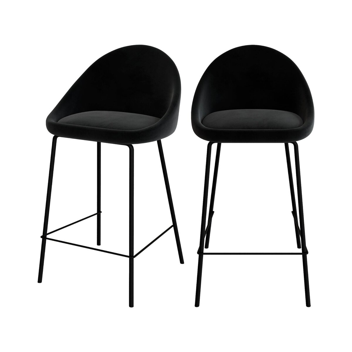 Rendez vous déco Lot de 2 chaises pour îlot central 65 cm en velours jaune - Misty