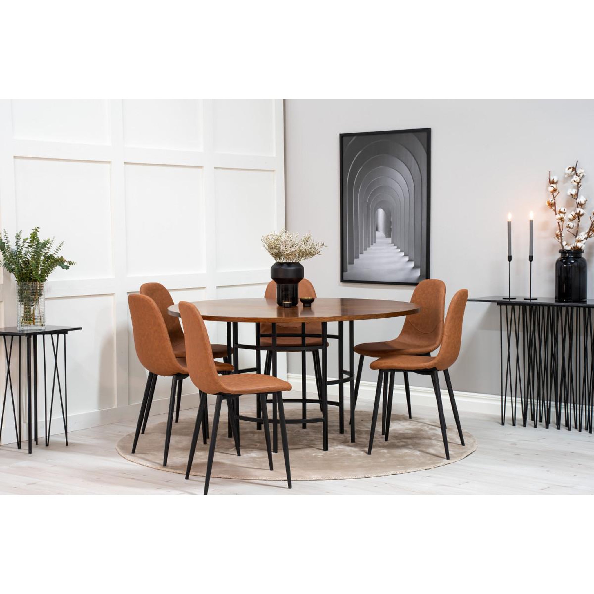 Voir la diapositive 5 : Paris Prix Ensemble table à manger & 6 chaises  copenhagen & polar  140cm marron