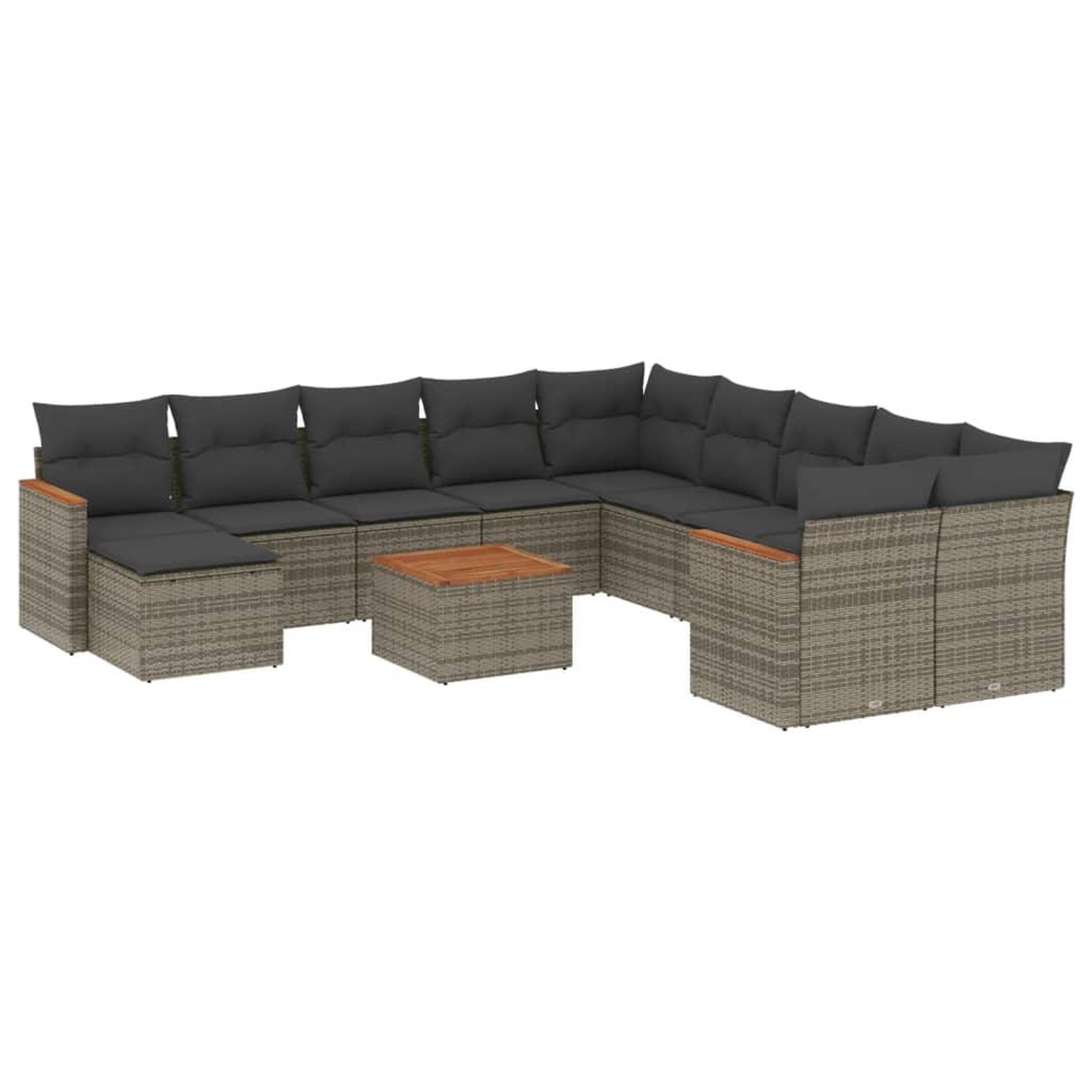 Voir la diapositive 2 : VIDAXL Salon de jardin avec coussins 12 pcs gris resine tressee